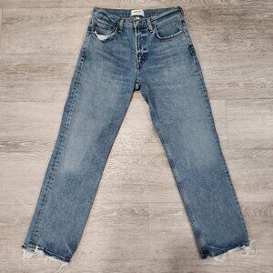 Agolde Kye Straight Frayed Hem Women's Blue Denim Jeans Size 26